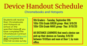 Chromebooks & Hotspot Handout Schedule